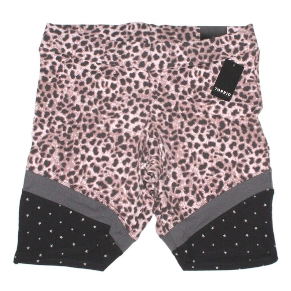 New Torrid Leopard Stars Activewear Bike Stretch Shorts Womens ‎ Size 1X - Picture 1 of 7